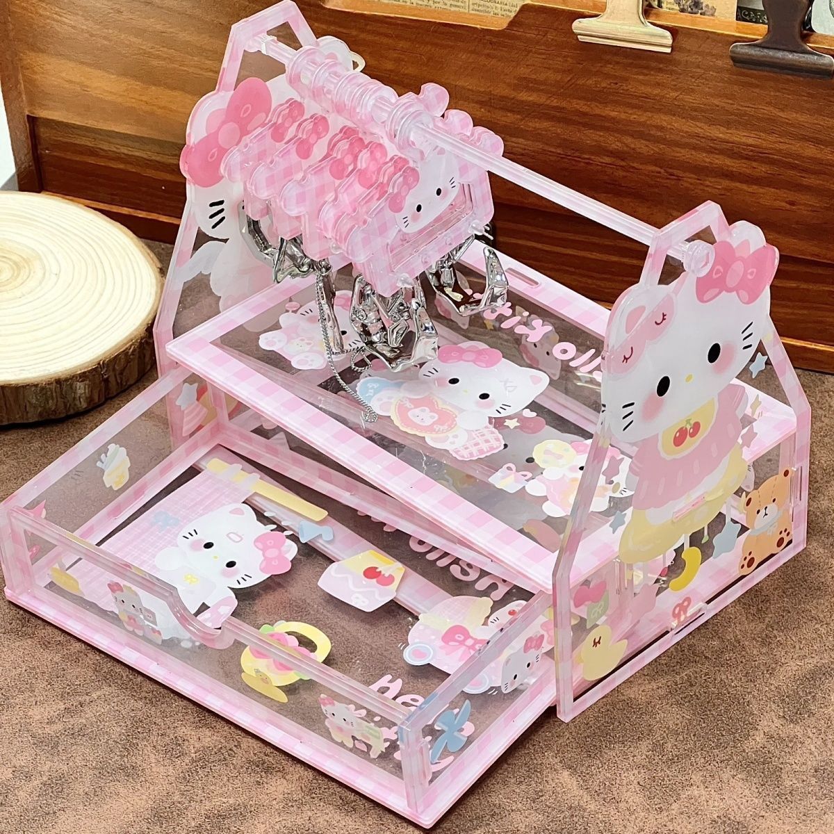 【新品上架】亚克力粉kitty首饰盒+9衣架