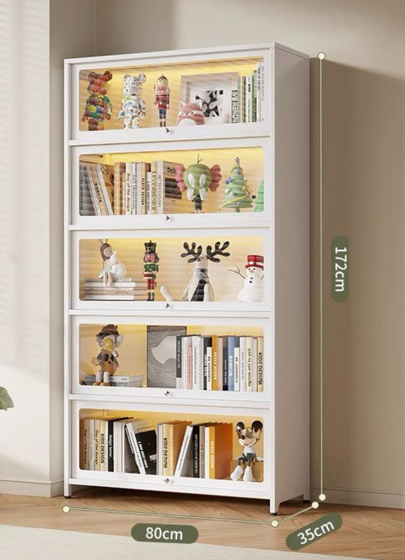【新品上架】单面玻璃铁皮防尘展示柜 5层80cm长 / 5-Tier Steel Display Shelf 80cm