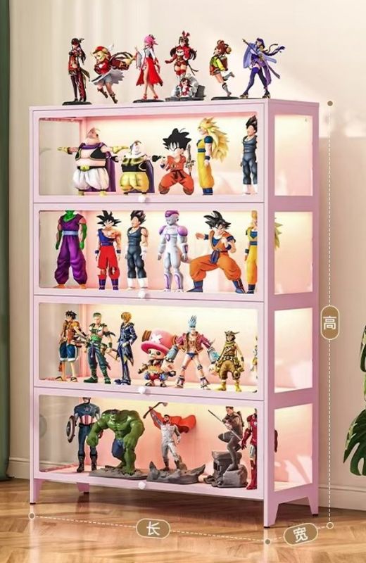 三面玻璃铁皮防尘展示柜 4层60cm长 / 4 Tiers Glass &amp; Steels Display Shelf 60cm