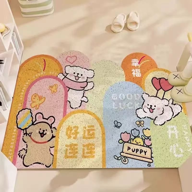 【在途现货】家用丝圈入户地垫50*80cm 好运连连