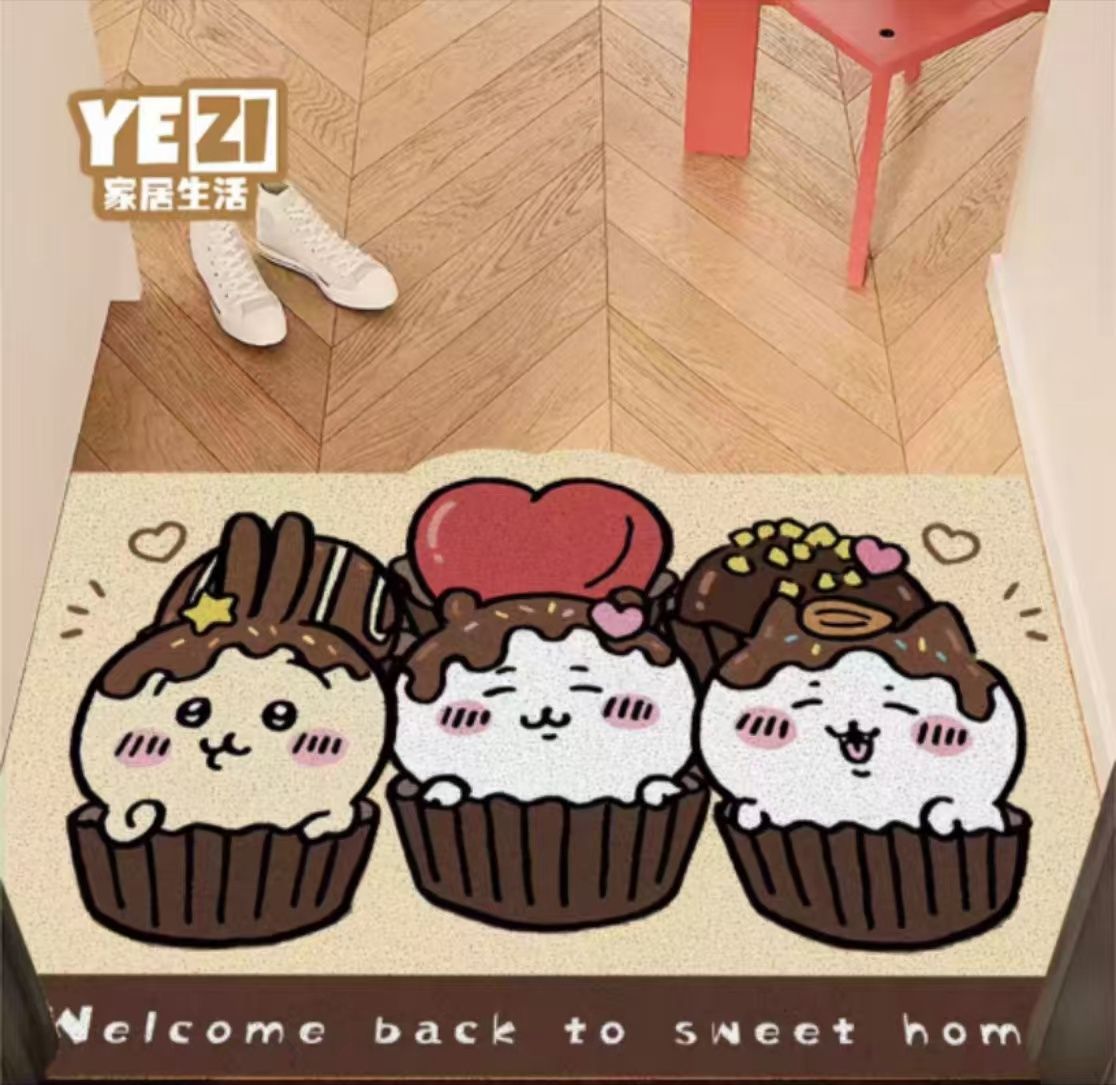 【在途现货】家用丝圈入户地垫50*80cm chiikawa系列, pattern: 蛋糕