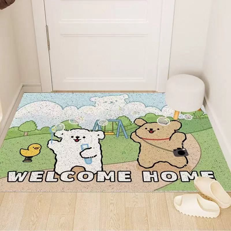 【在途现货】家用丝圈入户地垫60*90cm 线条小狗系列, pattern: 吹泡泡