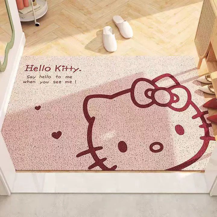 【在途现货】家用丝圈入户地垫粉色kt猫