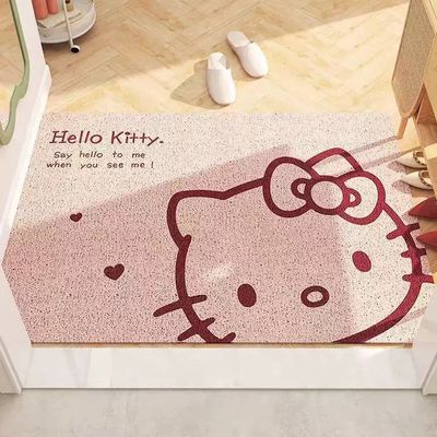 【在途现货】家用丝圈入户地垫粉色kt猫