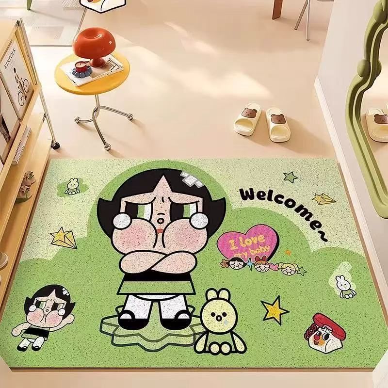 【新品上架】家用丝圈入户地垫50*80cm哭娃小女警系列 / The Powerpuff Girls Scraper Doormat, pattern: 毛毛/Buttercup