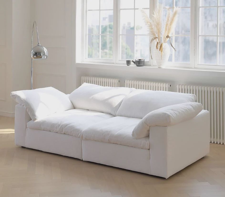 【在途现货】奶油风cloud云沙发直排多尺寸 棉麻款 / Cloud Linen Sofa （Multiple Sizes）, size: 【在途现货】2.2m/2.2m