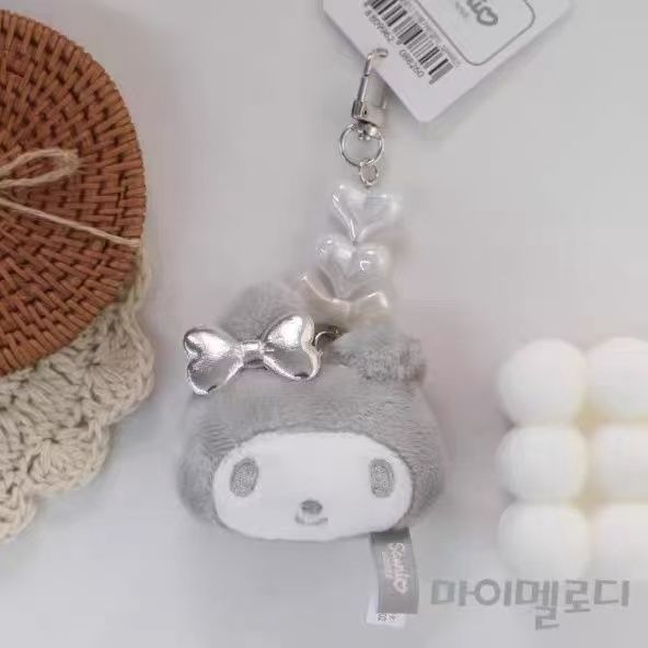 【新品上架】Sanrio三丽鸥韩国限定银色毛绒挂件 大头美乐蒂 / Melody Korea Limited Edition Silver Keychain By SANRIO