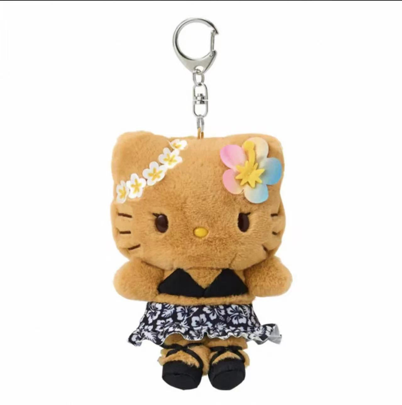【在途现货】Sanrio三丽鸥夏威夷黑皮系列毛绒挂件 Hello Kitty / Hello Kitty Hawaii Series Keychain By SANRIO