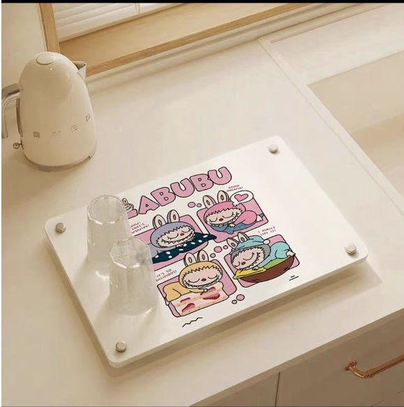 【在途现货】台面置物架沥水垫10*25cm 宝石嗜睡 /【Incoming】Sleeping Labubu Countertop Organizer Drainage Drying Rack Mat 10x25cm
