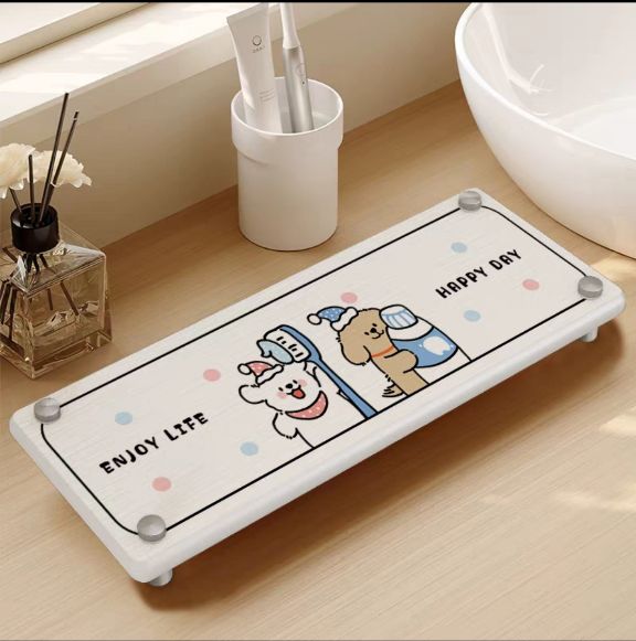 【在途现货】台面置物架沥水垫10*26cm 刷牙小狗 /【Incoming】Puppy Countertop Organizer Drainage Drying Rack Mat 10x26cm