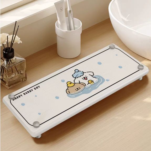【在途现货】台面置物架沥水垫10*26cm 泡澡小狗 /【Incoming】Bathing Puppy Countertop Organizer Drainage Drying Rack Mat 10x26cm