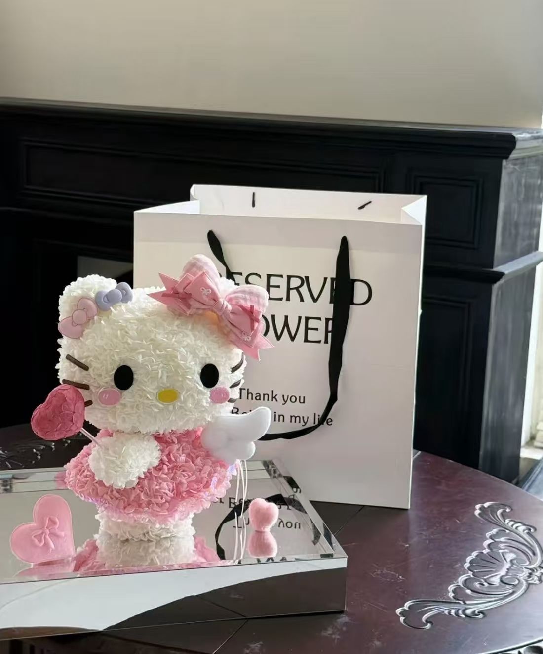 【在途现货】告白礼物KITTY系列永生花摆件 爱心天使