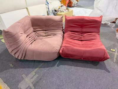 【在途现货】粉色毛毛虫沙发+转角组合 /【Incoming】Pink Caterpillar Floor Sofa with Corner Unit