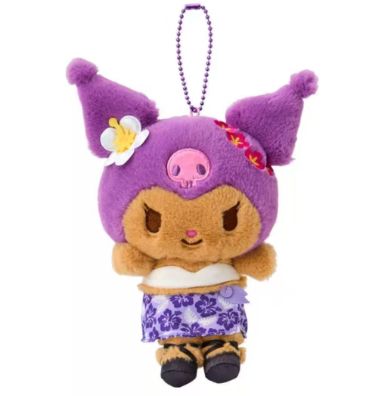 【在途现货】Sanrio三丽鸥夏威夷黑皮系列毛绒挂件 库洛米/Hawaii Vacation Series Charm Kuromi By SANRIO