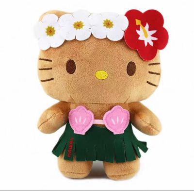 【新品上架】Sanrio三丽鸥夏威夷黑皮系列公仔 大号Hello Kitty海裙粉 /Hello Kitty Hula Skirt Hawaii Series Plush By SANRIO