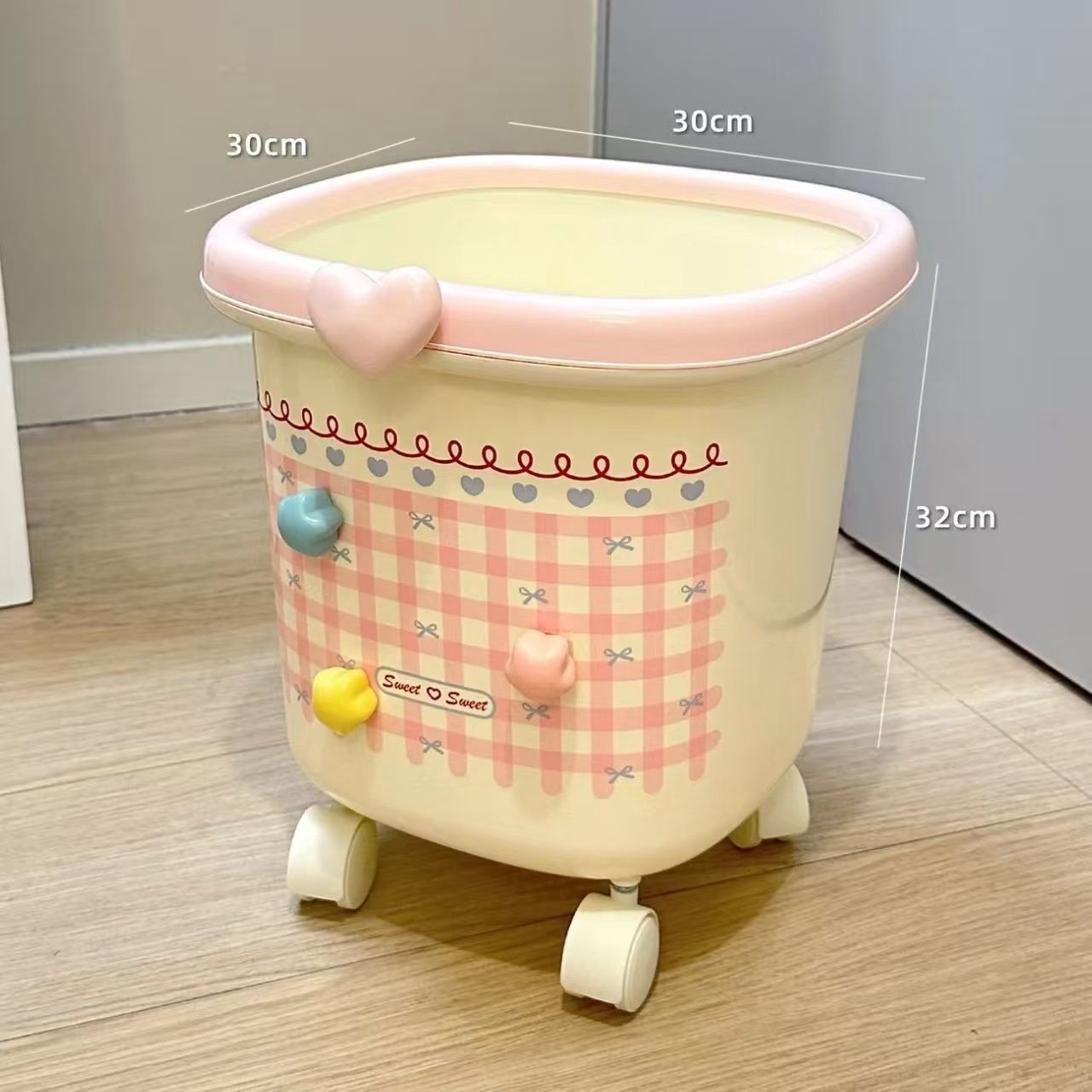 【在途现货】甜心少女星星垃圾桶（带轮）/ Sweet Pinky Garbage Bin With Wheels