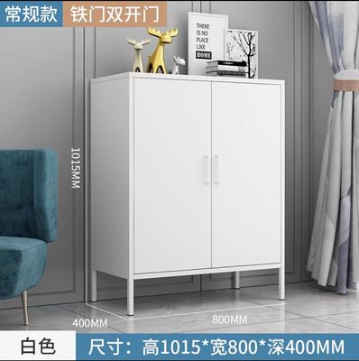 【新品上架】铁门落地收纳柜 双开门白色/ Multi-tier floor storage cabinet White