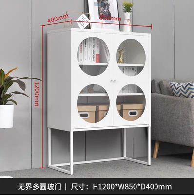 【在途现货】多圆落地收纳柜 双开门白色/ Multi-tier floor storage cabinet White