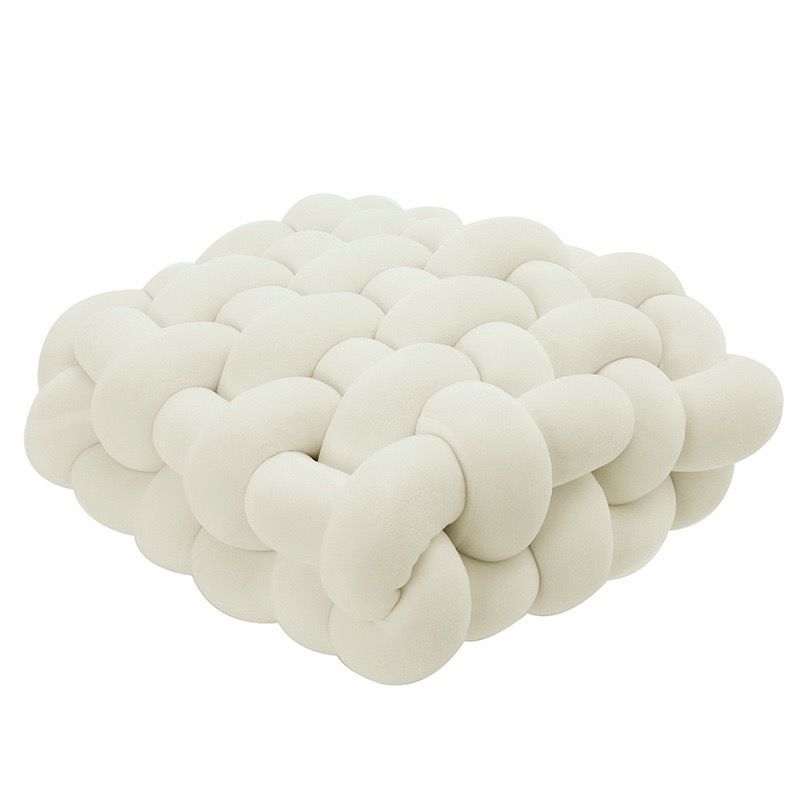 Square Woven Seat Cushion - Sherpa Fleece - 7 Styles, colour: Milk White 奶白色