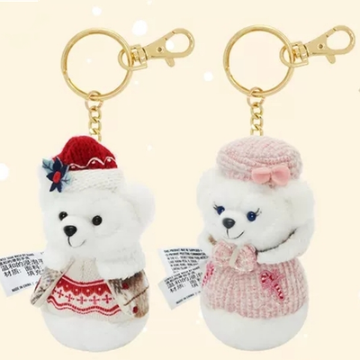 上迪冬日达菲和朋友们雪人系列挂件 达菲雪莉玫套装