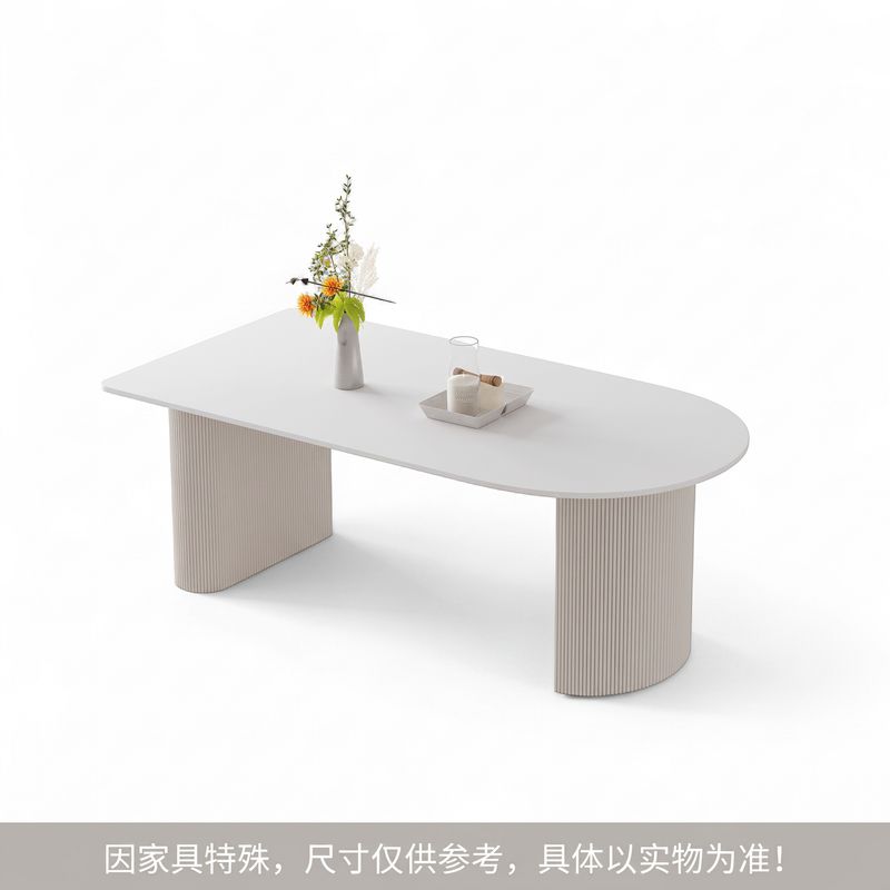 Creamy Marble Sintered Stone Dining Table Half Circle