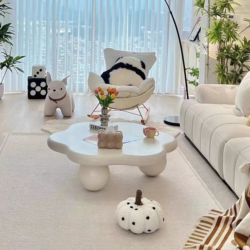 【预定】奶油白花朵圆球茶几 / Cream White Floral Ball Coffee Table