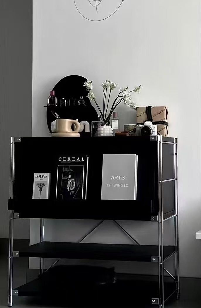 玄关收纳展示柜 （两个颜色可选）/ Entryway Display &amp; Storage Cabinet （2 options Color）, color: 黑色/Black