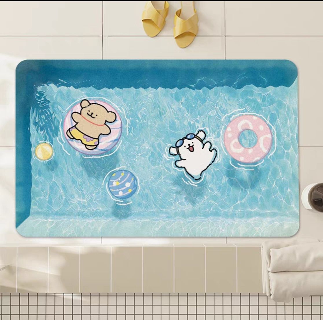 【新品上架】卡通卫生间浴室硅藻泥地垫50*80cm 泳池泳圈