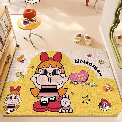 【在途现货】家用丝圈入户地垫60*90cm 小女警花花