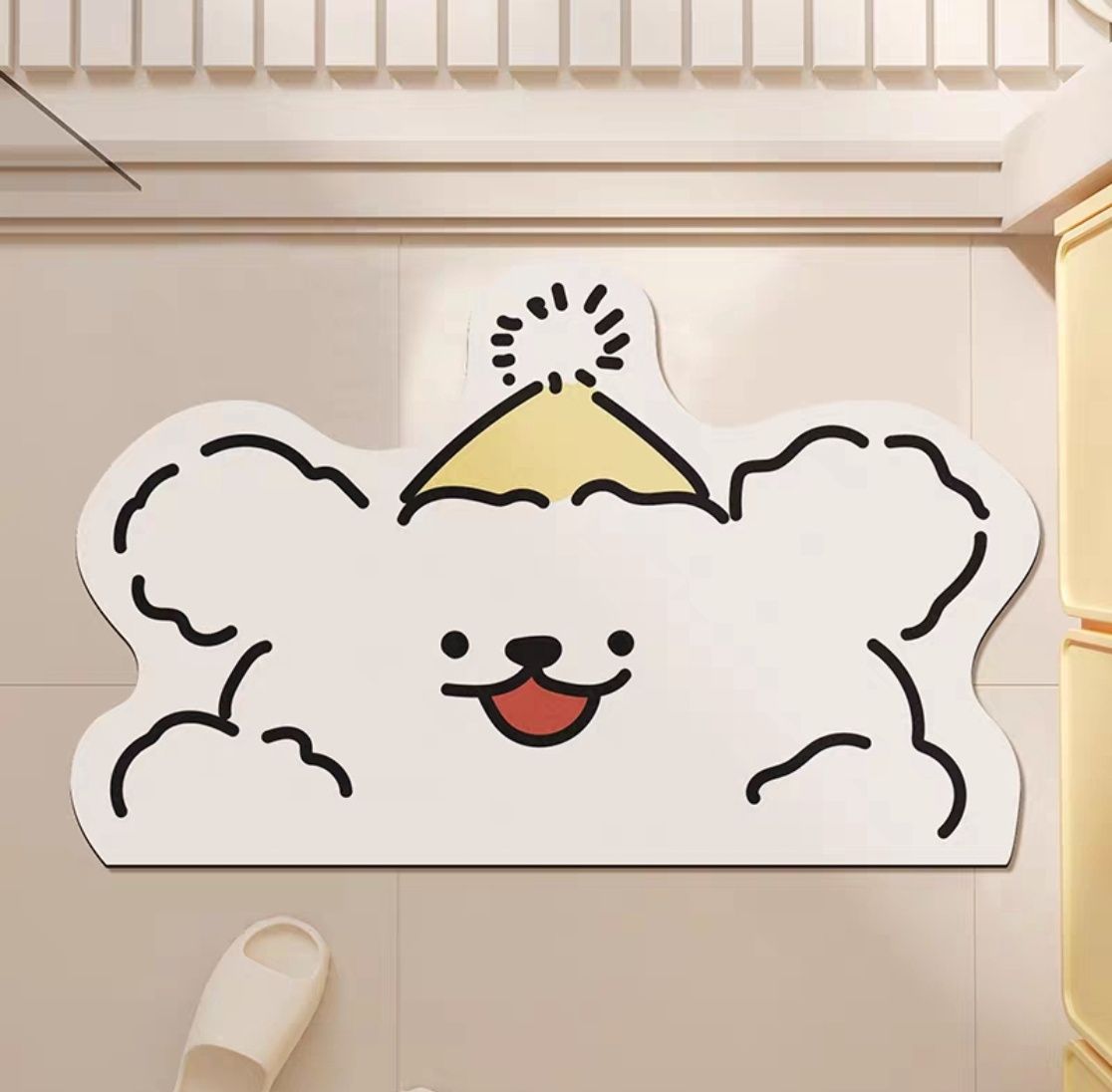【新品上架】卡通卫生间浴室吸水地垫50*80cm 黄色圣诞帽 / Bath Mat 50*80cm Maltese Big Head
