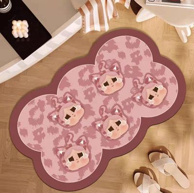 【新品上架】卡通卫生间浴室硅藻泥地垫45*70cm 红色豹纹哭娃 / Bath Mat 45*70cm Red Leopard Crybaby