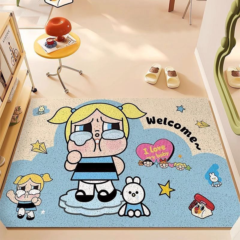 【新品上架】家用丝圈入户地垫60*90cm 小女警泡泡