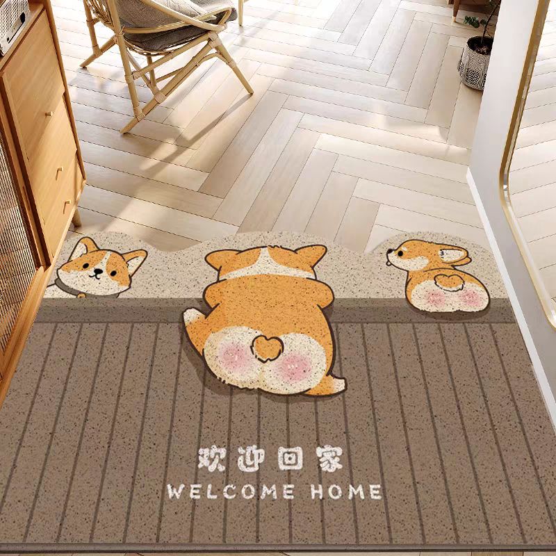 【新品上架】家用丝圈入户地垫80*120cm 柯基爬墙