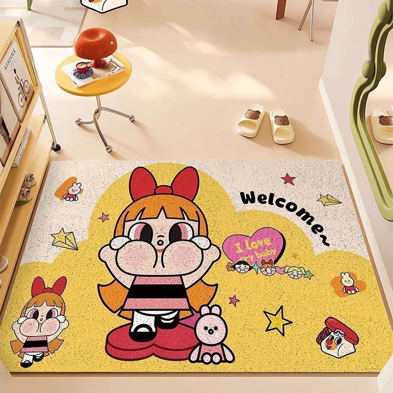 【新品上架】家用丝圈入户地垫50*80cm 小女警花花