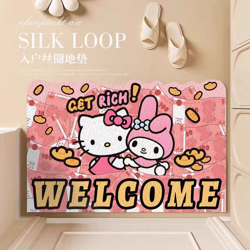 【新品上架】家用丝圈入户地垫60*90cm 欢迎回家kitty