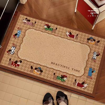 【新品上架】家用丝圈入户地垫60*90cm 中古咖色小狗A / Scraper Mat 60*90cm Brown Puppy A