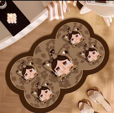 【新品上架】卡通卫生间浴室硅藻泥地垫45*70cm 咖色豹纹哭娃 / Bath Mat 45*70cm Brown Leopard Crybaby