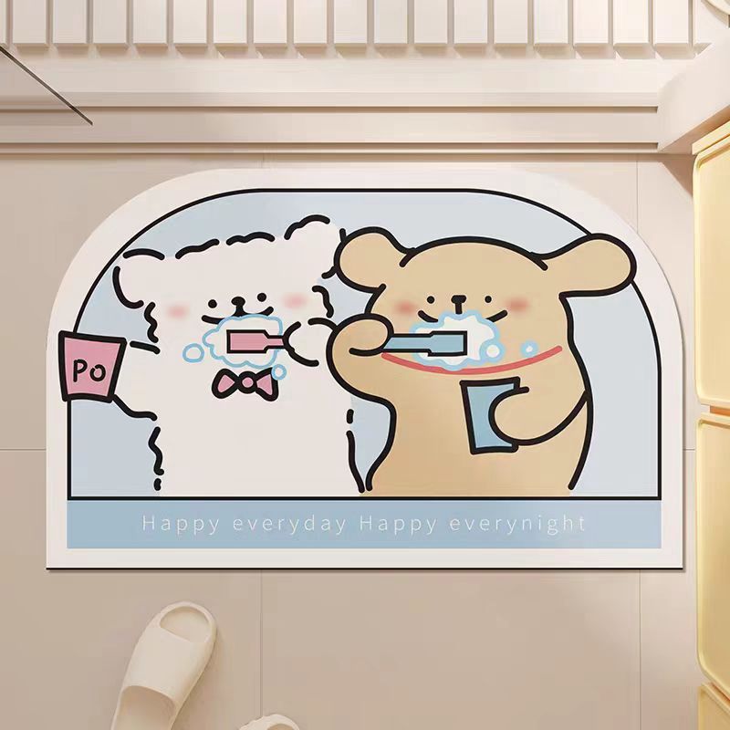 【新品上架】卡通卫生间浴室硅藻泥地垫45*70cm 一起洗刷刷