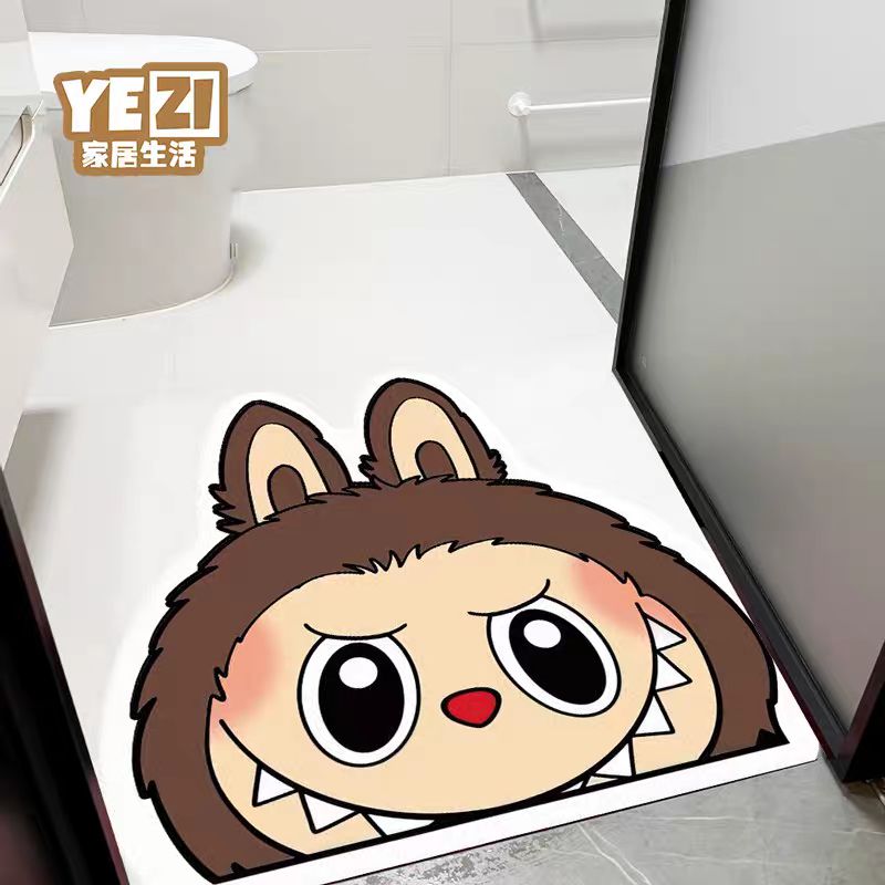 【新品上架】卡通卫生间浴室硅藻泥地垫80*80cm 棕色labubu头像 / Bath Mat 80*80cm Labubu
