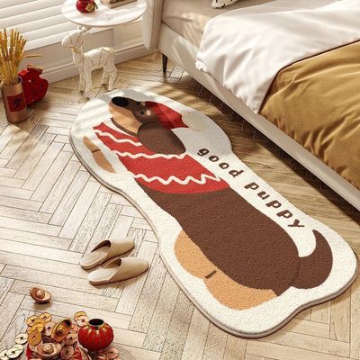 【新品上架】家用床边仿羊绒地毯50*80cm 红衣小狗 / Cashmere Mat 50*80cm Red Puppy