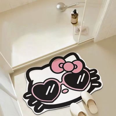 【新品上架】卡通卫生间浴室硅藻泥地垫50*80cm 黑酷大头Kitty / Bath Mat 50*80cm Sunglasses Kitty