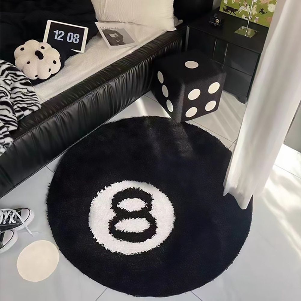 【新品上架】家用客厅植绒地毯100*100cm 黑八 / Cashmere Mat 100*100cm Eight-ball Pool
