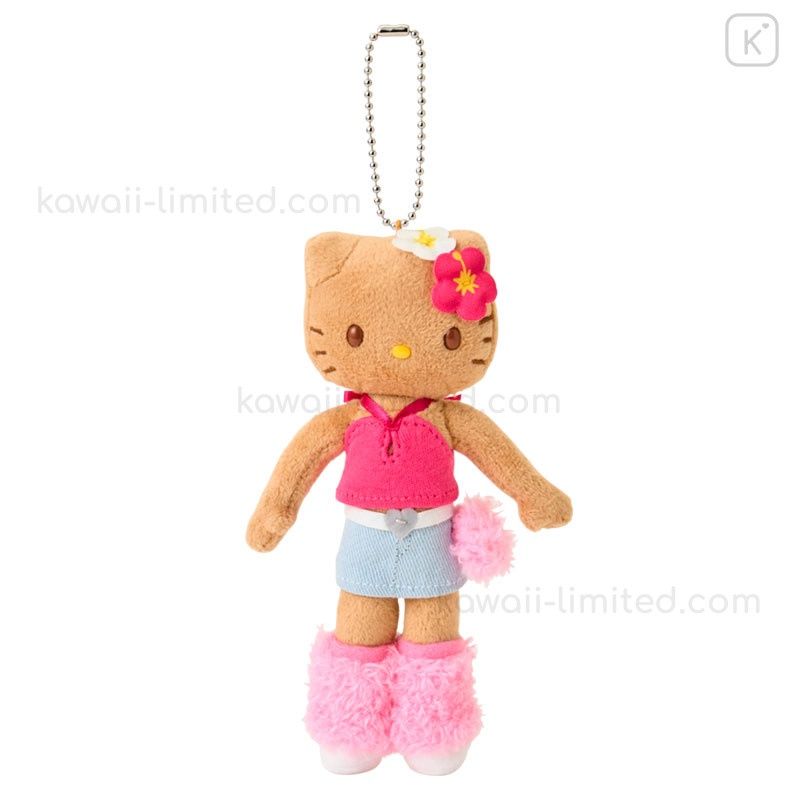 Sanrio Hello Kitty Long-Legged Hawaii Style Hibiscus Brown Keychain Charm