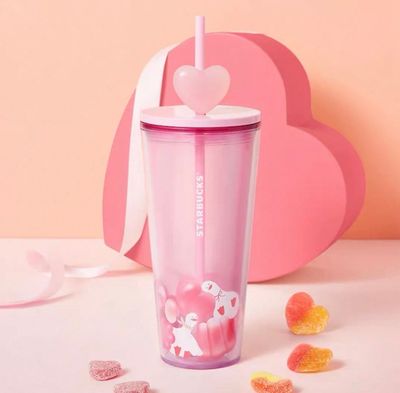 【新品上架】Starbucks星巴克 X Jellyduck26年情人节系列 粉色塑料吸管杯/ Valentine's Series Pink Straw Cup By Starbucks
