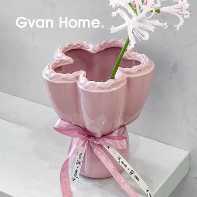 【新品上架】粉嫩陶瓷花束花瓶/ Pinky Vase Different Sizes Available
