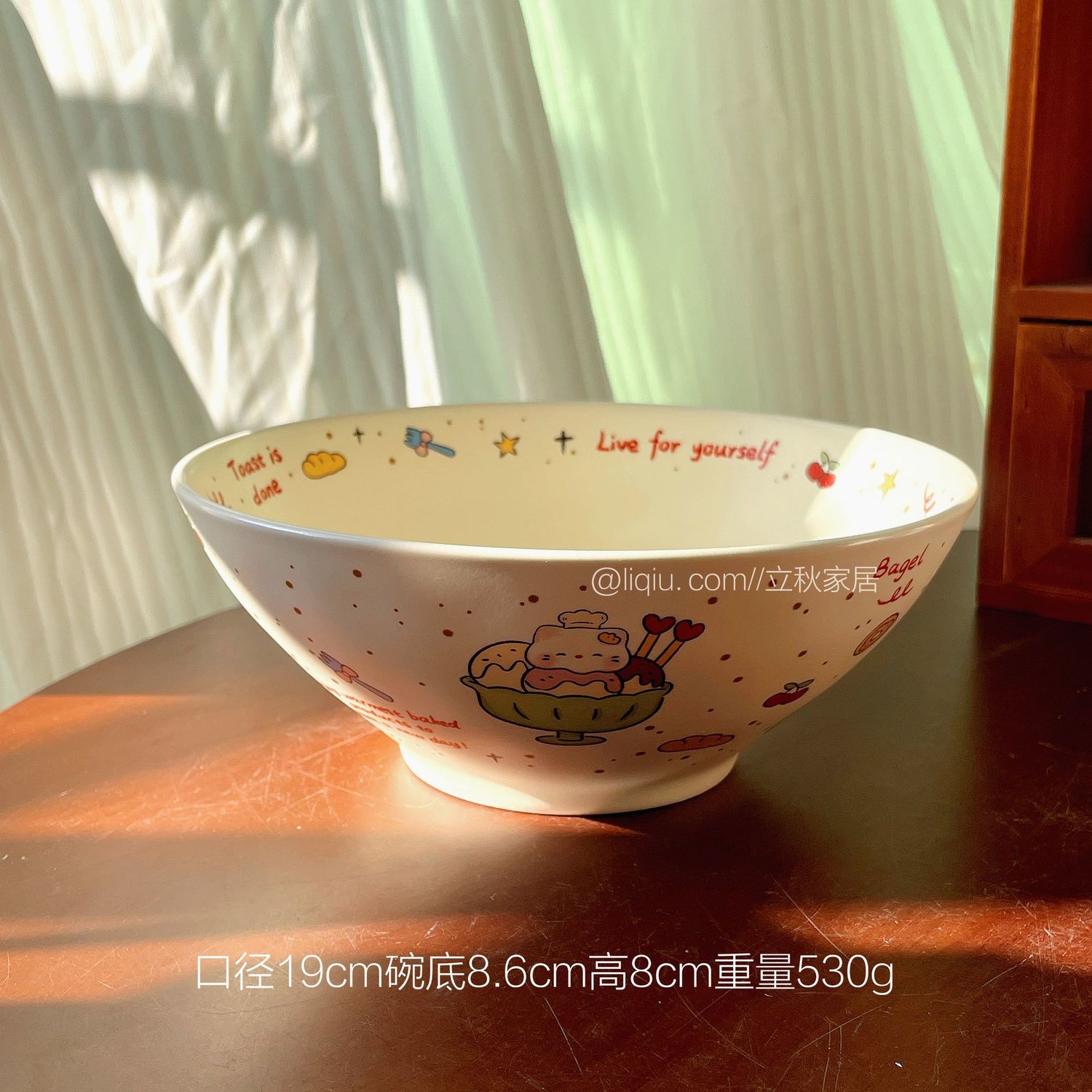 【新品上架】Kitty嗦粉吃面大碗 冰淇淋猫咪Kitty Large Noodle Bowl (Ice Cream Cat)Hello Kitty Ceramic Bowl (with Lid)