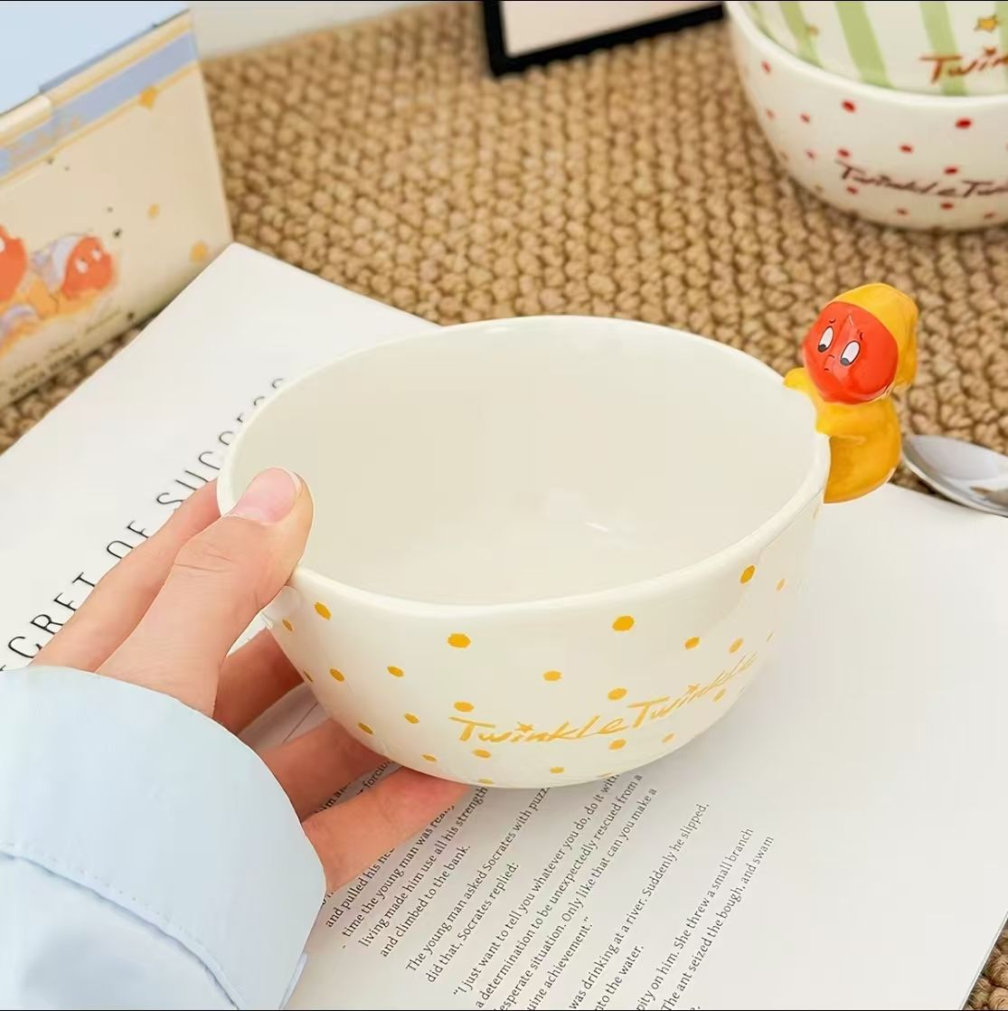 【新品上架】星星人睡眠盘米饭碗 黄波点Twinkle Twinkle Sleep Plate Rice Bowl (Yellow Polka Dot)