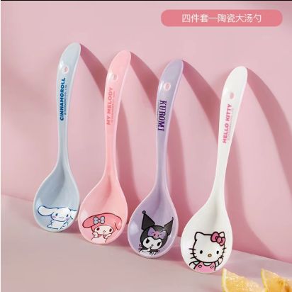 【新品上架】三丽鸥陶瓷汤勺大号盛汤家用四件套Sanrio Large Ceramic Serving Spoon Set of 4 By SANRIO