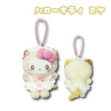 Sanrio三丽鸥猫咪女仆Kitty毛绒挂件 小白猫 / Sanrio Cat Maid Hello Kitty Plush Keychain Small White Cat