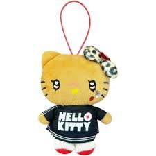 Sanrio三丽鸥豹纹黑皮弹力绳Kitty挂件 休闲服Kitty /Sanrio Leopard Black Elastic Rope Hello Kitty Keychain Casual Outfit Kitty